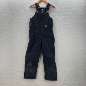 Berne Overalls Youth Large Black Canvas Insulated Quilted Workwear Chore Outdoor